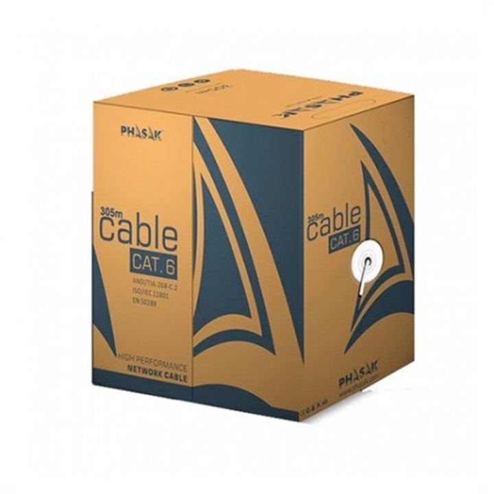phasak bobina cable red solido phasak utp cat.6 awg23 305m gris