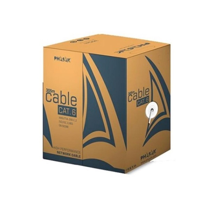 phasak bobina cable red solido phasak utp cat.6 awg23 cca 305m gris