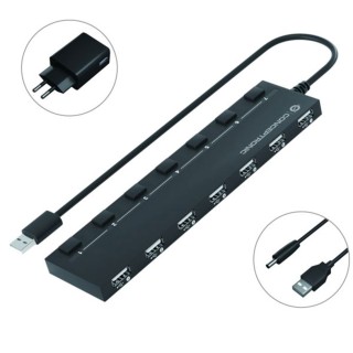 conceptronic hub usb 2.0 conceptronic hubbies08 7 puertos con interruptores con alimentador