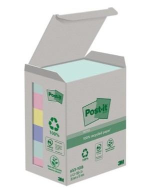 post it pack 6 blocs 100 hojas notas recicladas adhesivas 38x51mm colores surtidos caja carton 653 1