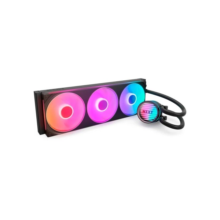 nzxt nzxt kraken core rgb   360mm aio liquid cooler with rgb cap & rgb core fan  black  rl kr36c b1