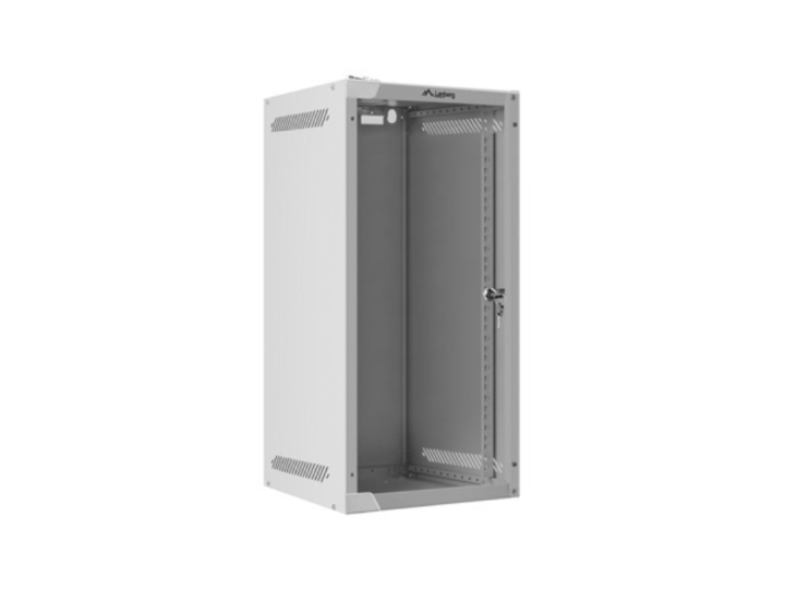 armario lanberg mural 10 12u/280x310 flat pack gris puerta cristal
