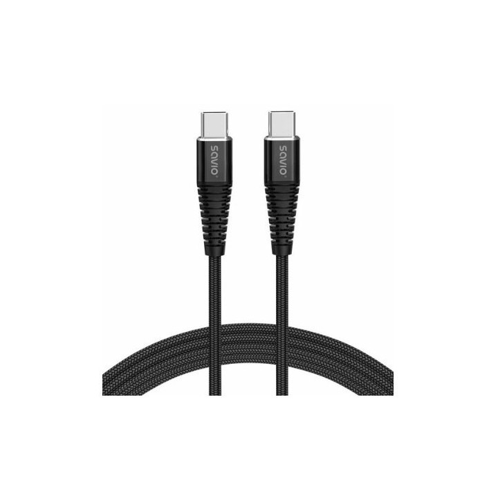 cable usb c a usb c savio 5a 2m cl 160 negro power delivery y quick charge  100w cable 2m