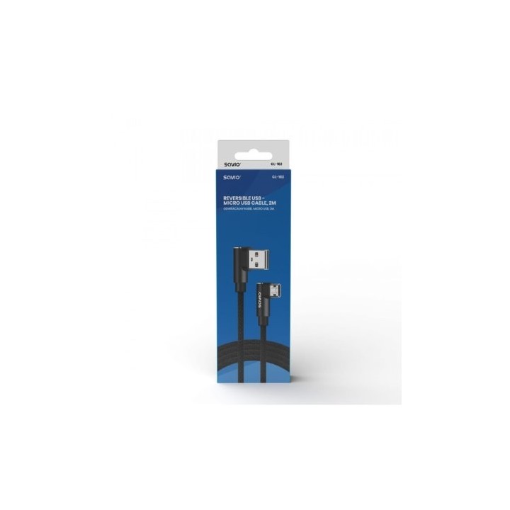 cable reversible usb savio micro a usb a 2m cl 162 quick charge 2.4a transf.datos 480 mbs cable 2m