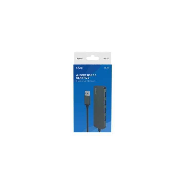 hub usb 3.1 savio ak 53 negro 4 × usb 3.1 5 gbps plug