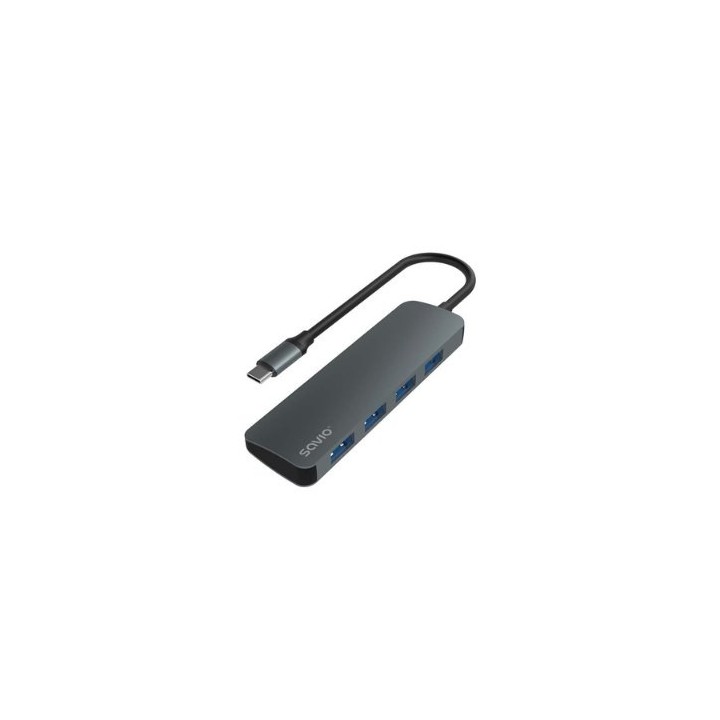 hub usb c 3.1 savio ak 54 gris 4 x usb 3.1 5 gbps plug