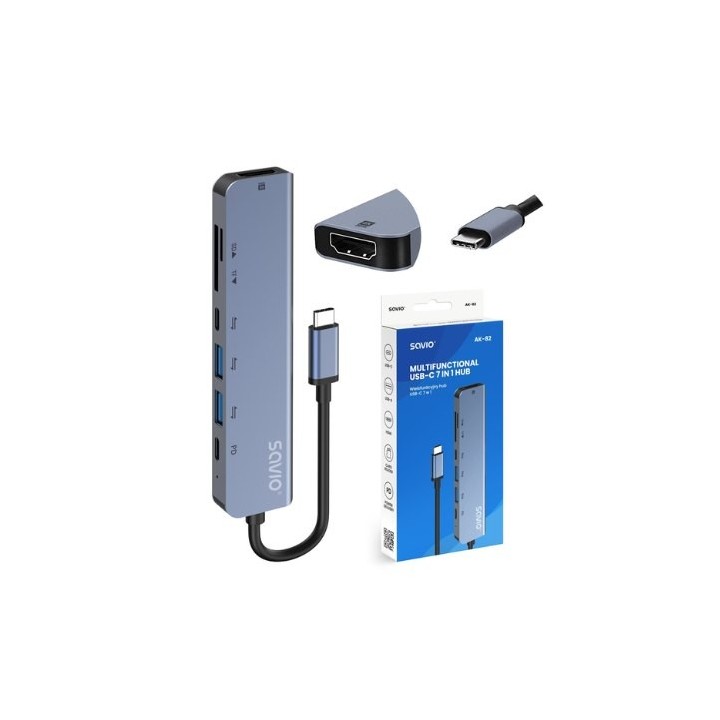 hub savio 7en1 usb c  ak 82 plug