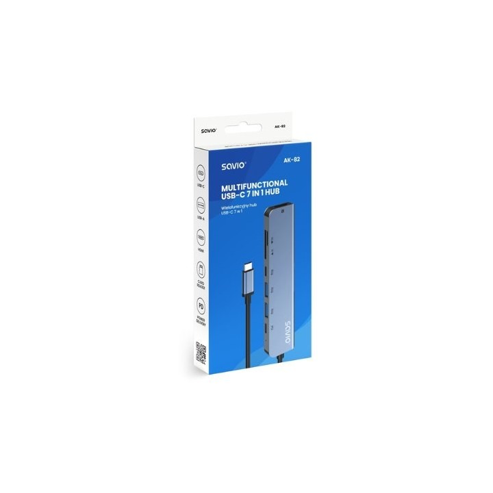 hub savio 7en1 usb c  ak 82 plug