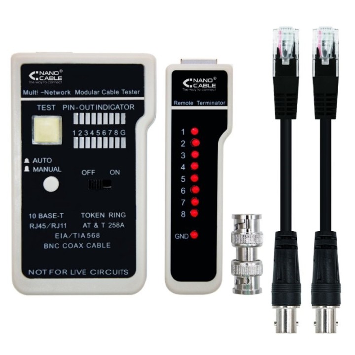 nanocable testeador cable rj11/rj12/rj45, coaxial