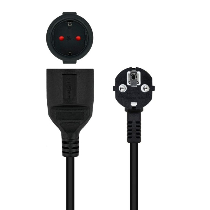 nanocable cable alim. alargador schuko negro 2 m