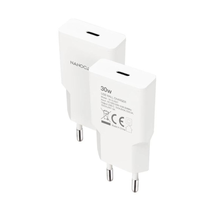 nanocable cargador usb c/pd 30w   blanco