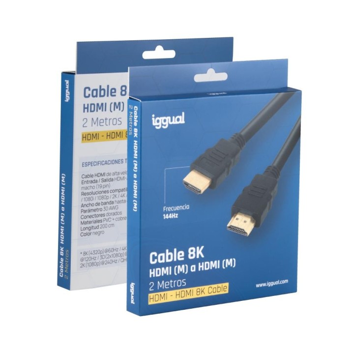 iggual cable hdmi   hdmi 2.1 8k@60hz 2 metros