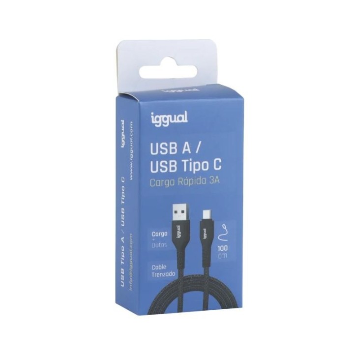 iggual cable usb a a tipo c 3a 100 cm trenzado