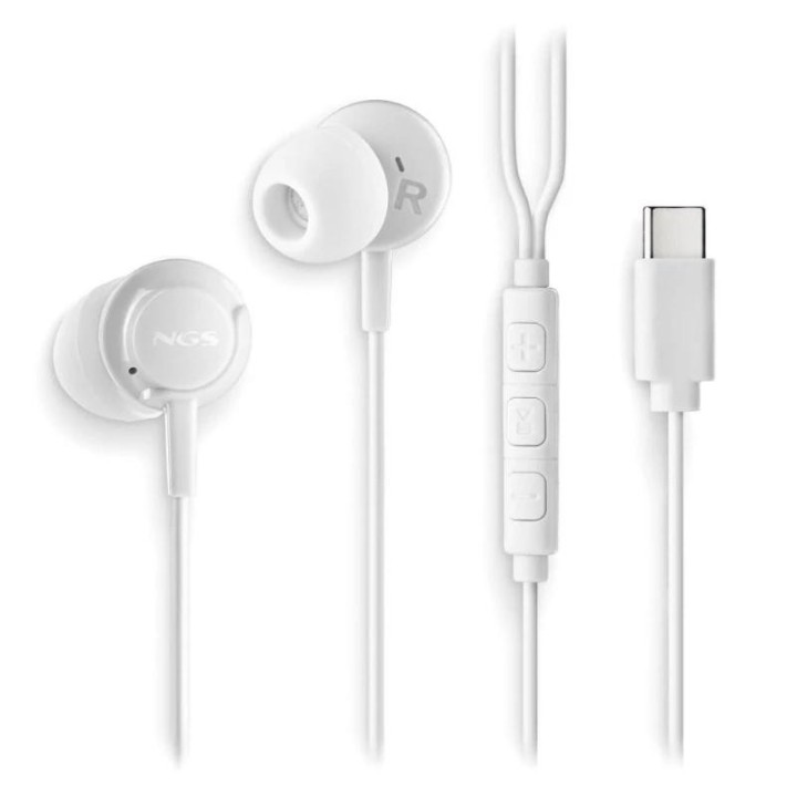 ngs auricular blanco estereo usb c con cable