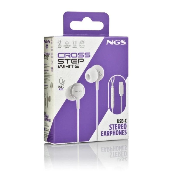 ngs auricular blanco estereo usb c con cable