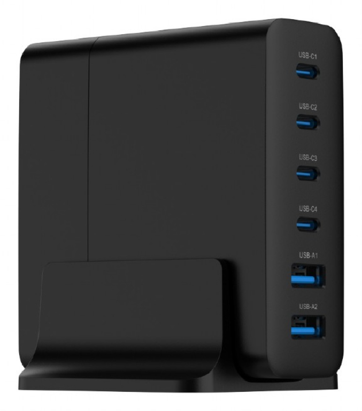 cargador rapido gembird usb gan de 6 puertos 75 w negro