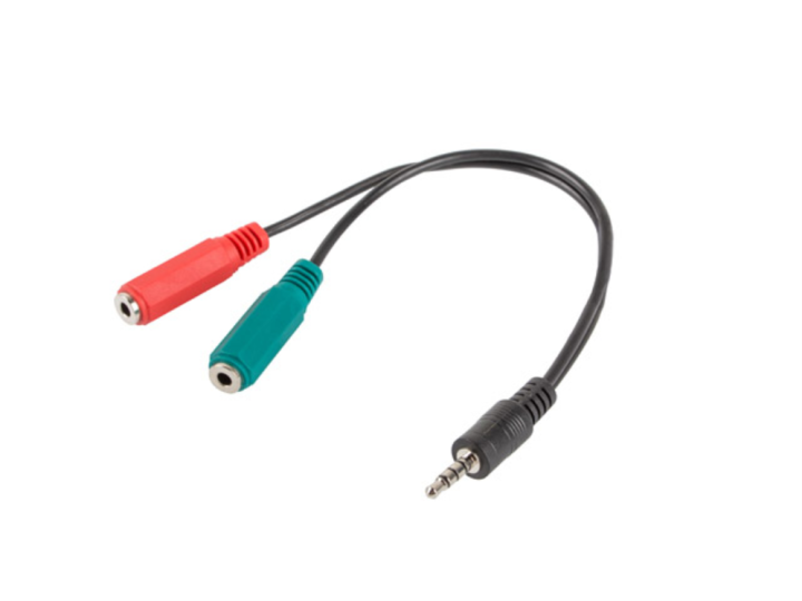 adaptador lanberg minijack 3.5mm m 4pin 2x minijack 3.5mm h 3pin