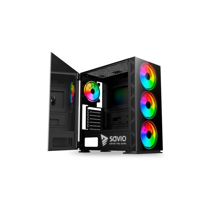 torre atx savio prime x1 argb 4xvent 120mm max vga 340mm max cpu 160mm