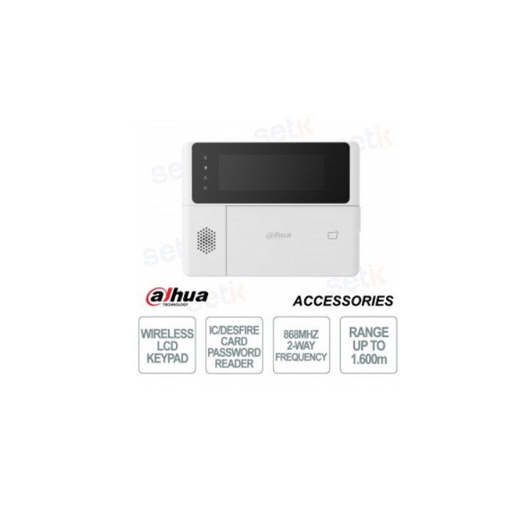 dahua  dhi ark30c rw2 868   dahua alarmas teclado via radio con pantalla lcd y carcasa, control con