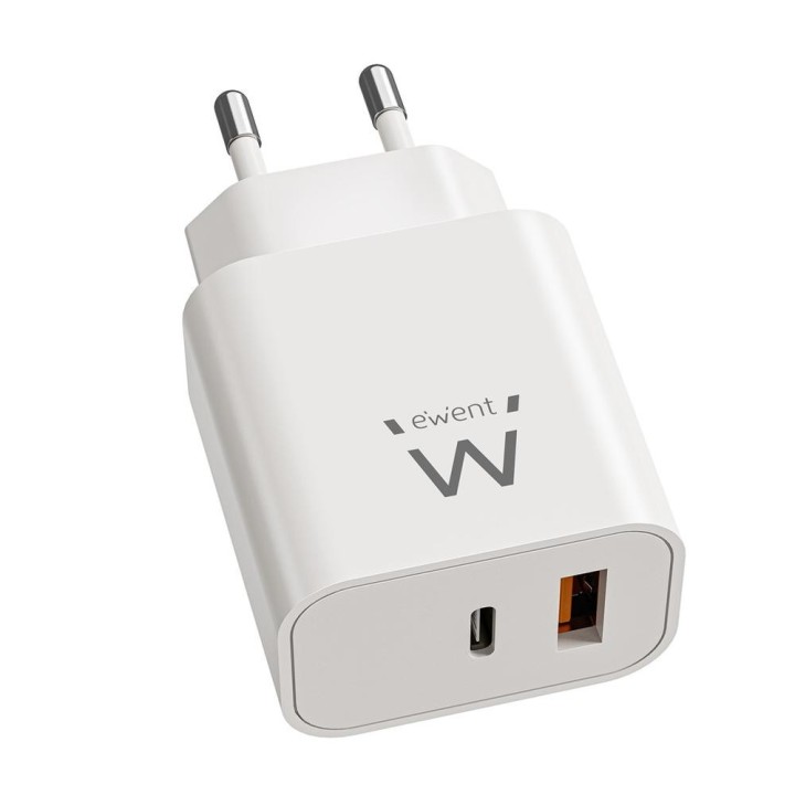 ewent cargador ewent ew1318 20w 1x usb tipo a 1x usb tipo c blanco