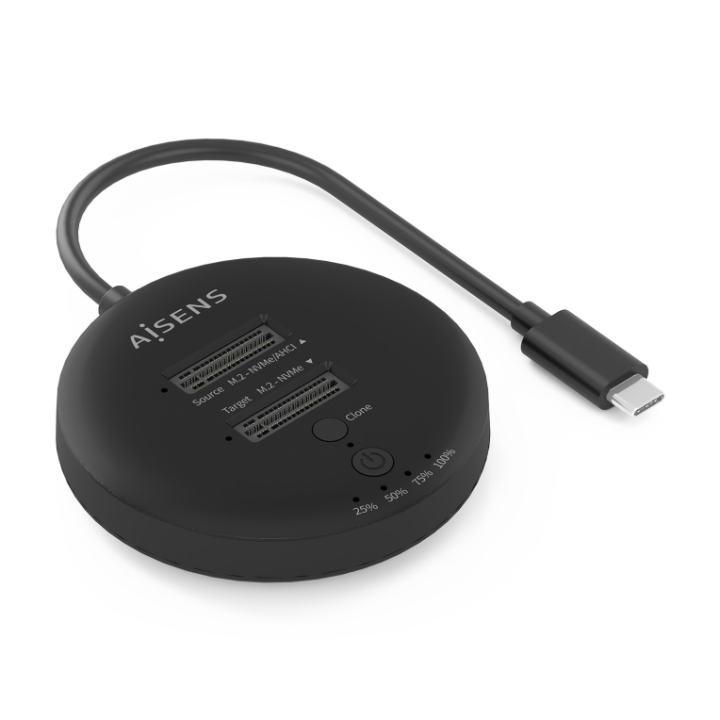 estacion docking aisens doble bahia nvme usb 3.2 gen2x2 clone negro