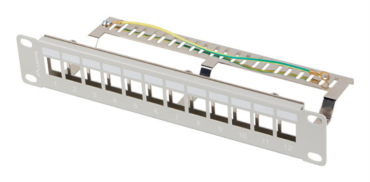 patch panel lanberg 12 puertos 1u rack 10 ftp para modulos keystone gris
