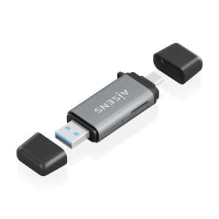 lector tarjetas aisens sd micro sd mmc rs mmc mmc micro usba usbc gris