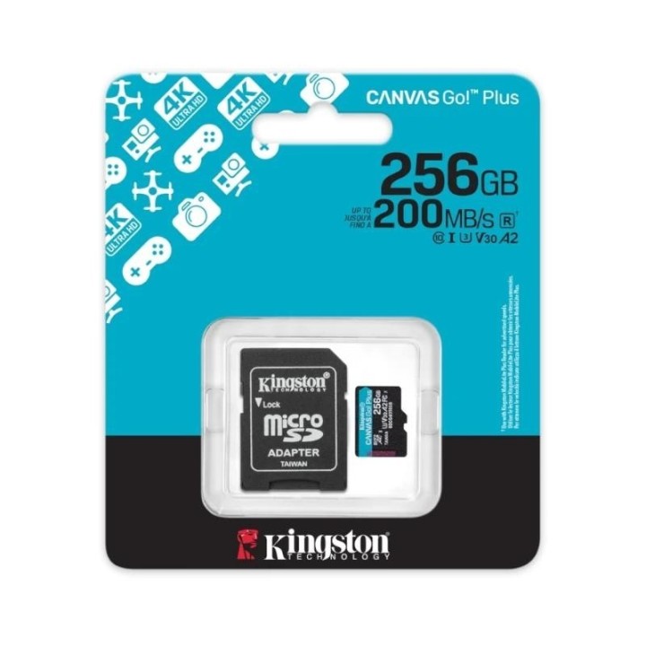kingston microsd canvas go plus 4 256gb 200 mb s