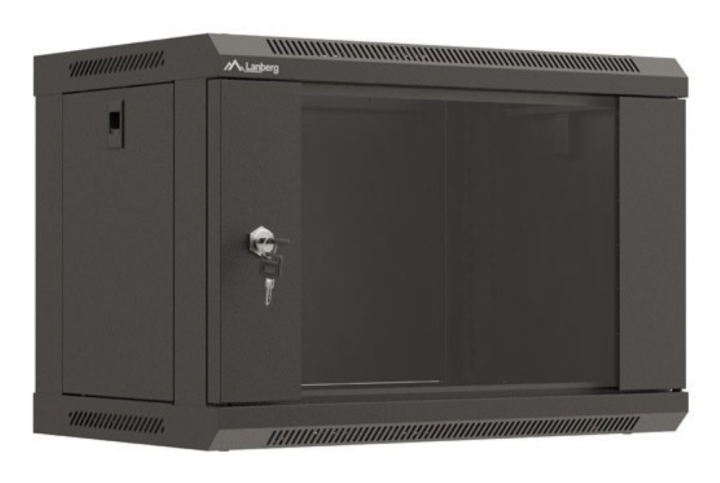 armario lanberg mural rack 19 6u 540x350 flat pack negro puerta cristal