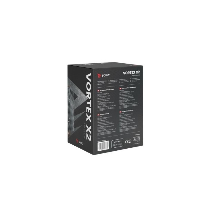 disipador cpu savio vortex x2 black ven 120mm tdp 180w multisocket max 157mm
