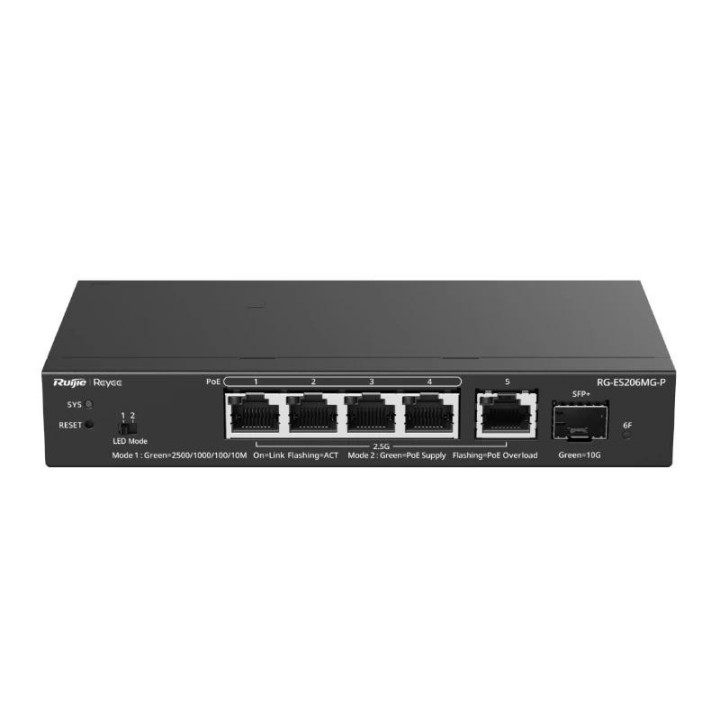 reyee es206mg p switch 4xmgb poe 1xsfp+ 70w