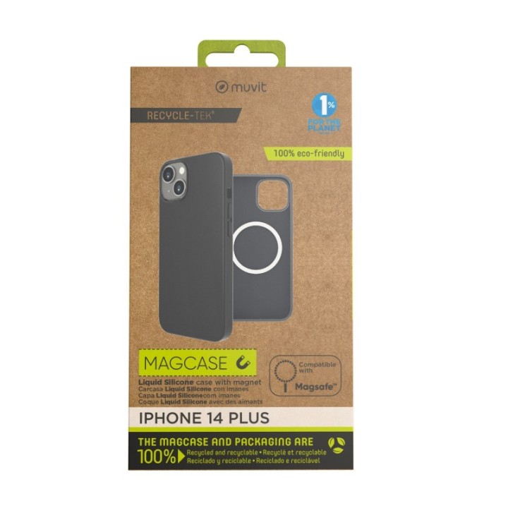 muvit funda muvit recycletek liquid silicone magsafe para apple iphone 14 plus negra