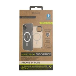 muvit funda muvit recycletek magsafe shockproof 3m para apple iphone 14 plus transparente   negra