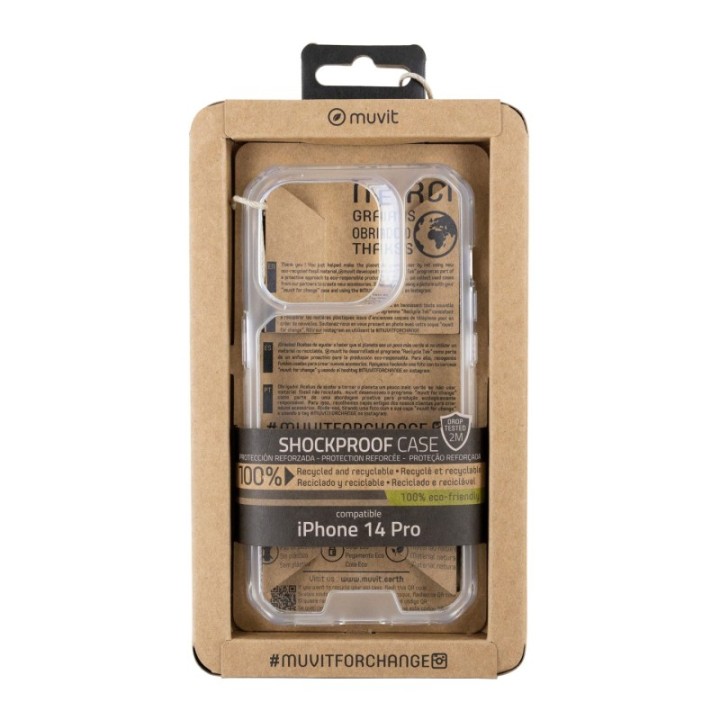 muvit funda muvit shockproof 2m para apple iphone 14 pro transparente