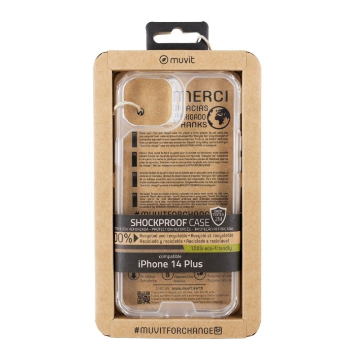 muvit funda muvit shockproof 2m para apple iphone 14 plus transparente