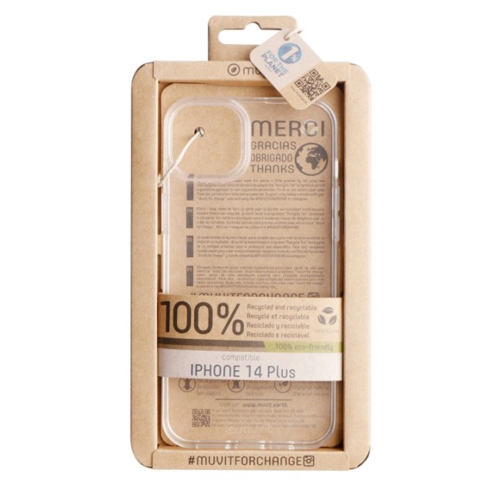 muvit funda muvit recycletek para apple iphone 14 plus transparente