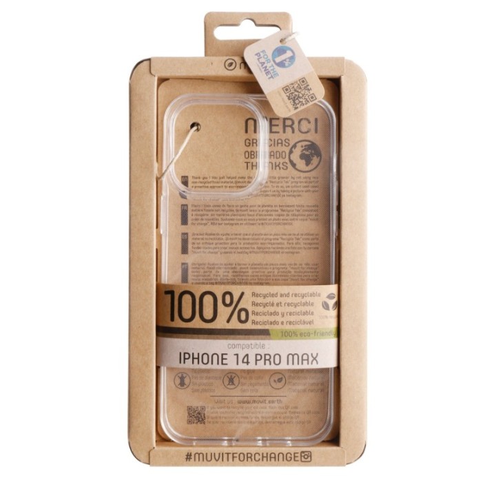 muvit funda muvit recycletek para apple iphone 14 pro max transparente