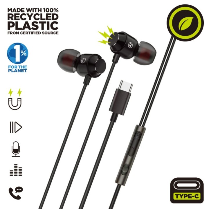 muvit auriculares magneticos muvit m32 usb tipo c negro