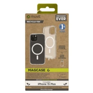 muvit funda muvit recycletek magsafe para apple iphone 15 plus transparente