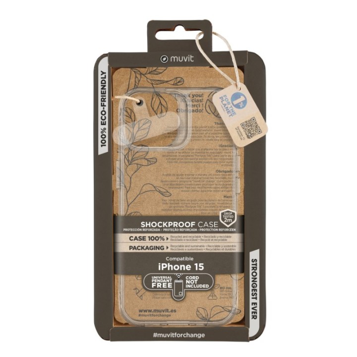 muvit funda muvit shockproof 2m para apple iphone 15 transparente