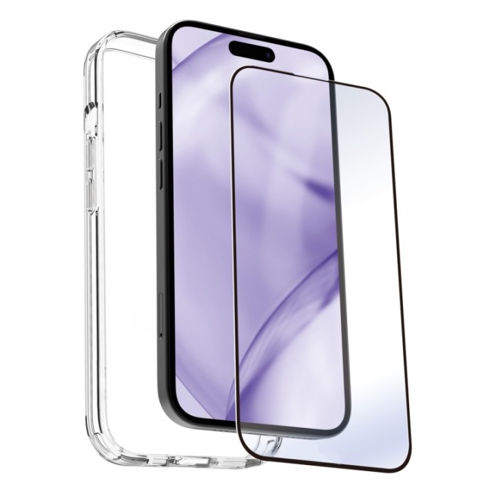 myway carcasa myway para apple iphone 15 pro max transparente + protector pantalla cristal templado