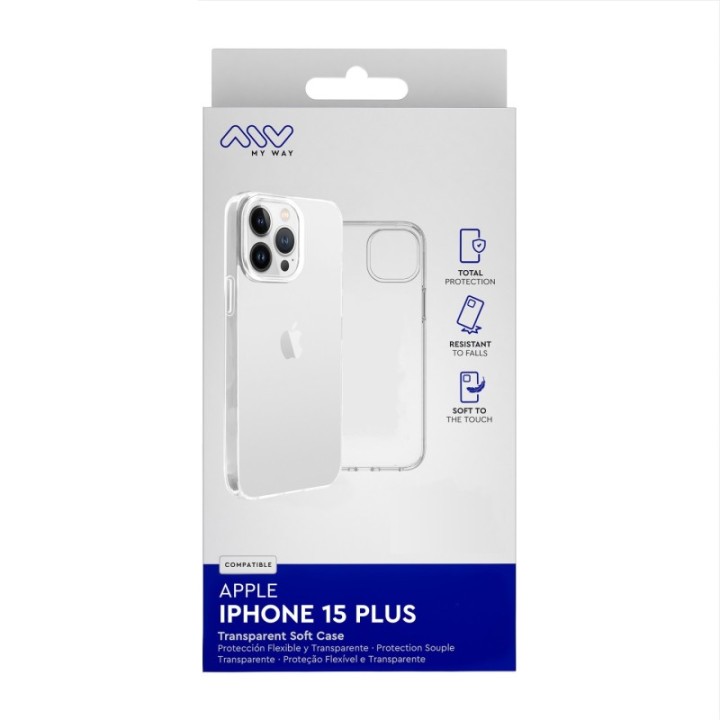 myway carcasa myway para apple iphone 15 plus transparente