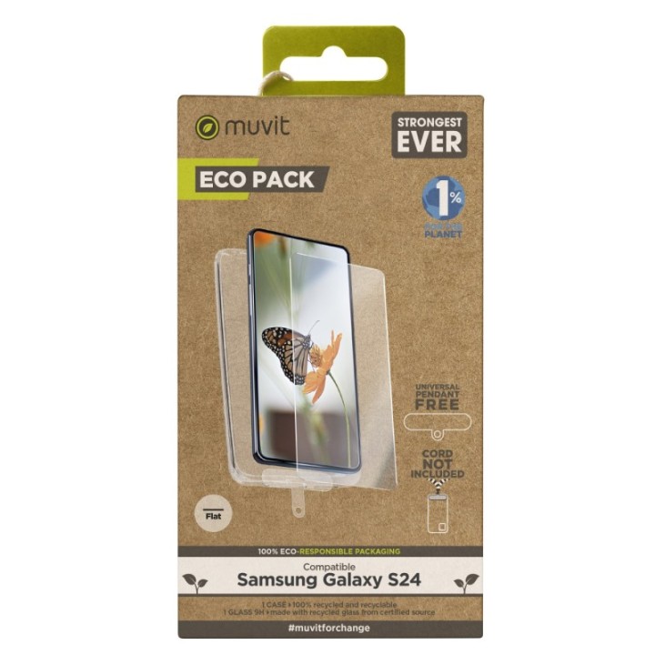 muvit funda muvit para samsung galaxy s24 + protector de pantalla vidrio templado plano