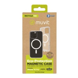 muvit funda muvit recycletek magsafe para apple iphone 16 pro transparente