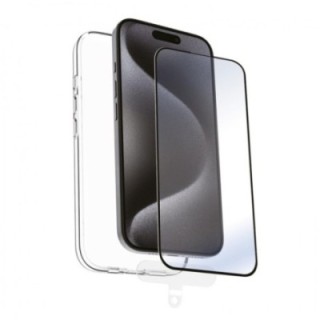muvit funda muvit recycletek para apple iphone 16 transparente + protector cristal templado marco ne