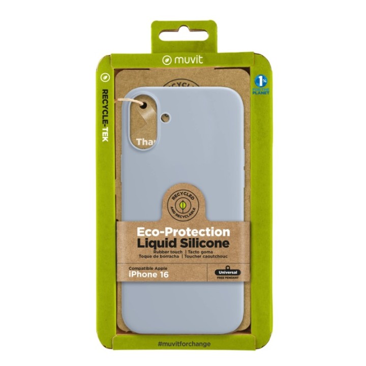 muvit funda muvit recycletek liquid silicone para apple iphone 16 azul cielo