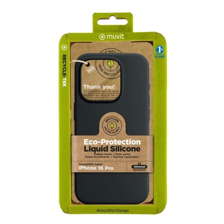 muvit funda muvit recycletek liquid silicone para apple iphone 16 pro negra