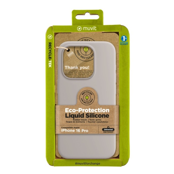 muvit funda muvit recycletek liquid silicone para apple iphone 16 pro nude