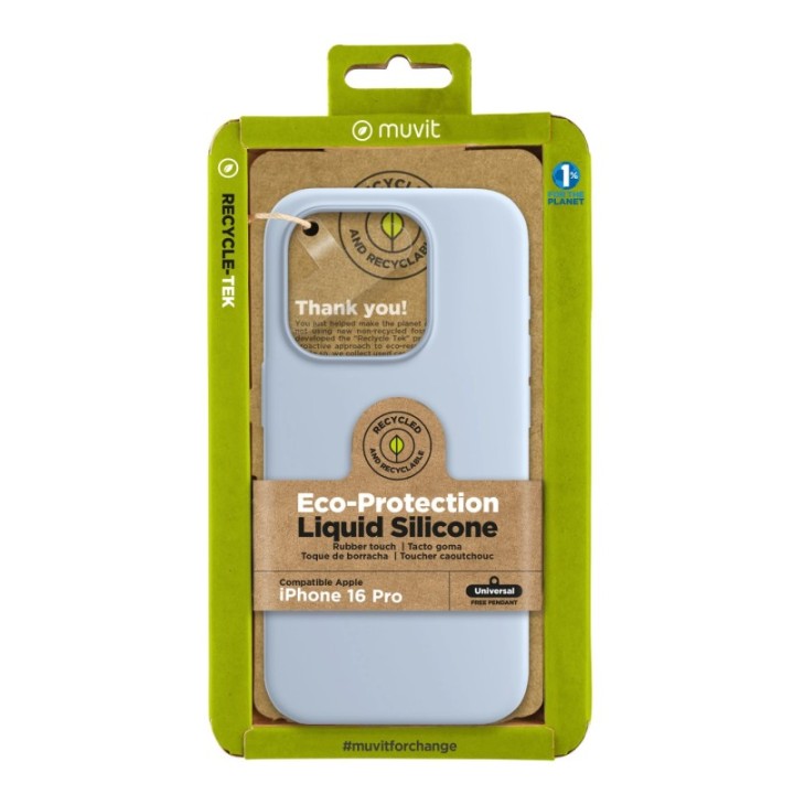 muvit funda muvit recycletek liquid silicone para apple iphone 16 pro azul cielo