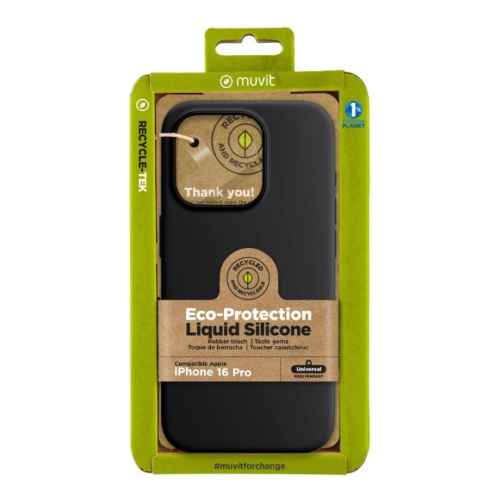 muvit funda muvit recycletek liquid silicone para apple iphone 16 pro max negra